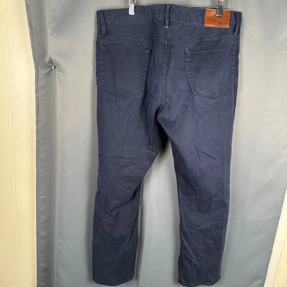 Polo Ralph Lauren Mens Navy Blue 5-Pocket Cotton Twill Straight Leg Pants 34x30